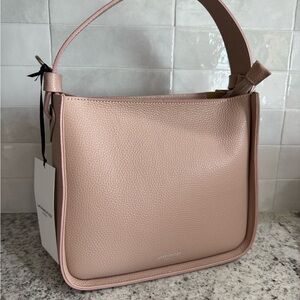 LeParmentier Paris Duplo Medium with Crossbody Strap in Cream NWT